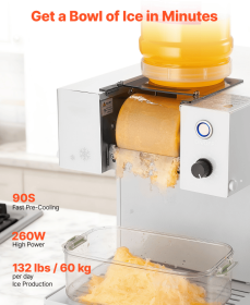 Snowflake Ice Maker, 132 lbs/24 Hours Snowflake Ice Maker, Shaved Ice Machine with Stainless Steel Blades