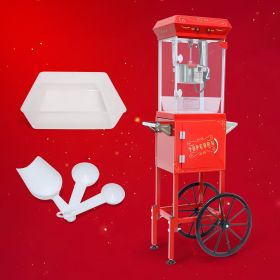 Popcorn Machine with Cart, with Wheels & 6 Oz Pot Popcorn maker Equipped with Popcorn Scoops & Tools