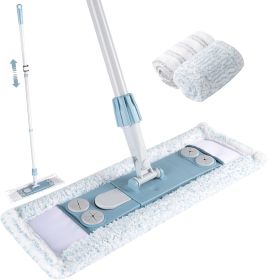 Dust Mop for Floor Cleaning,Magnetic Floor Flat Mop with 2 Washable Pads -Extendable 64'' Iron Handle for Hardwood Tile Marble Laminate Floors