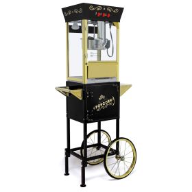 12oz Popcorn Machine Cart, Popcorn Cart with Wheels, Vintage Popcorn Machine with Stainless Steel Kettle (Color: 3)