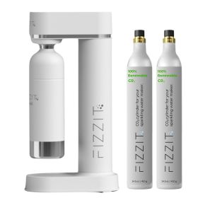 FIZZITâ„¢ SpÃ¤rklÃ¯ Carbonated Water Soda Maker with Stainless Steel Bottle â€“ Eco-Friendly, Dishwasher Bottles - Sparkling Water Maker (C02 Cylinder: 2 Pack, Color: White)