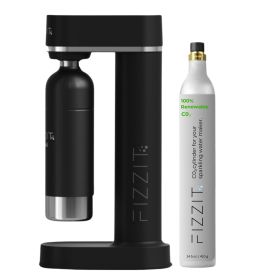 FIZZITâ„¢ SpÃ¤rklÃ¯ Carbonated Water Soda Maker with Stainless Steel Bottle â€“ Eco-Friendly, Dishwasher Bottles - Sparkling Water Maker (C02 Cylinder: 1 Pack, Color: Black)