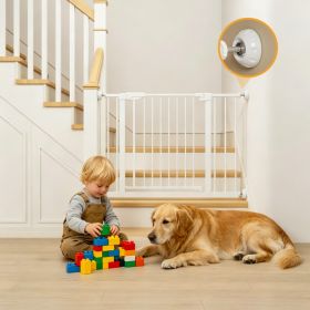 29.5-45.3" Wide Baby Gate with wall protector for Stairs, Dog Gate Indoor for Doorways, No Drilling Pressure Mounted Pet Gates for Kids, Easy Wal (Option: White)